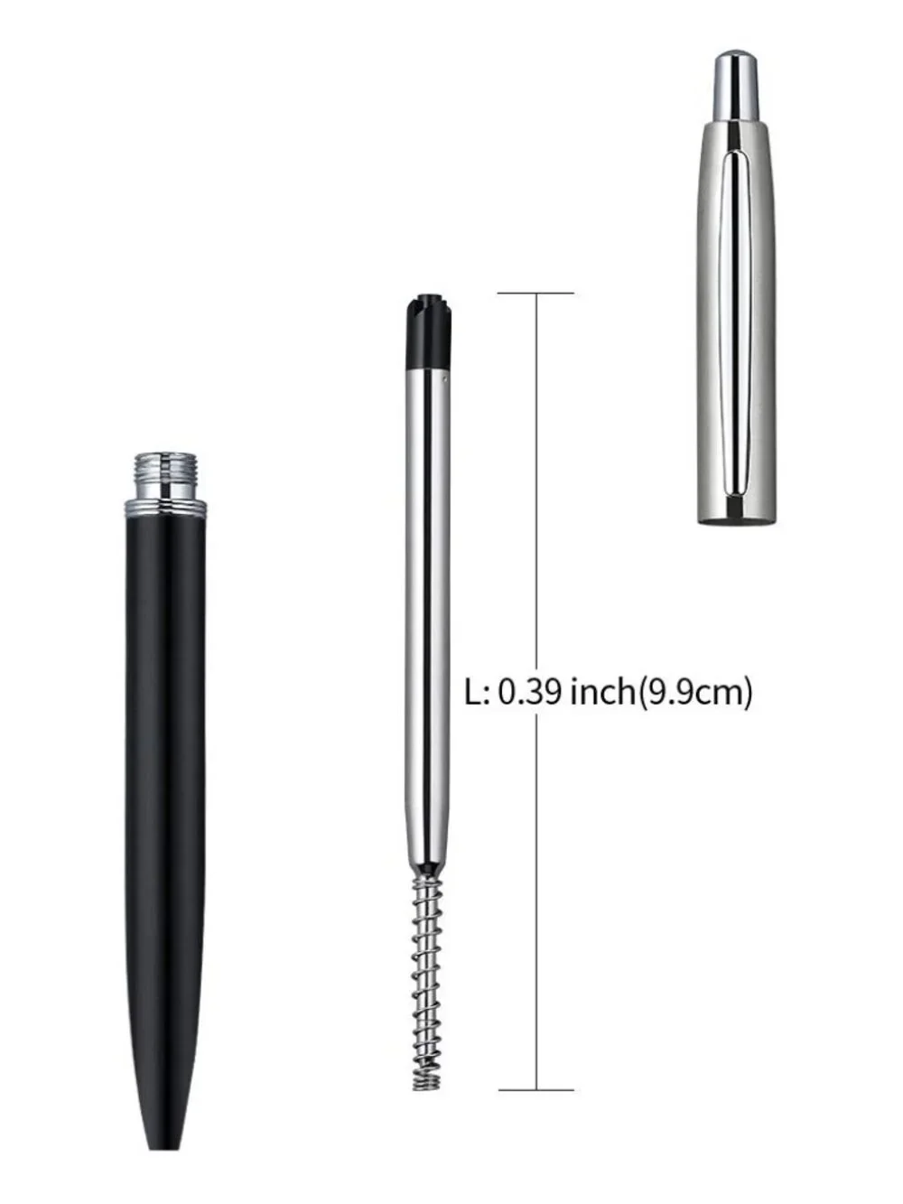 ChaoQ,Black Ink Refills (6pcs), Replaceable Ballpoint Pen Refills, 1mm Medium Ti